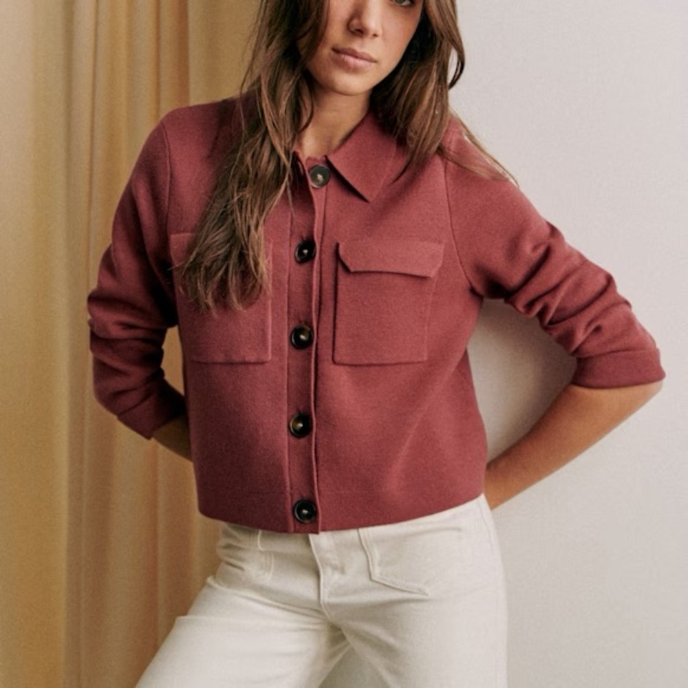 NWT Sézane Betty Cardigan Rosewood - Picture 3 of 10